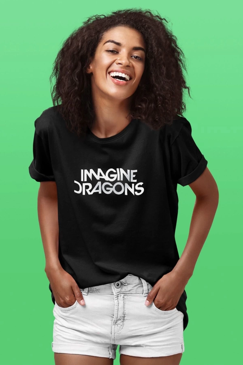 Ko Buta Imagine Dragons Baskılı Unisex Siyah Tişört Tk3029