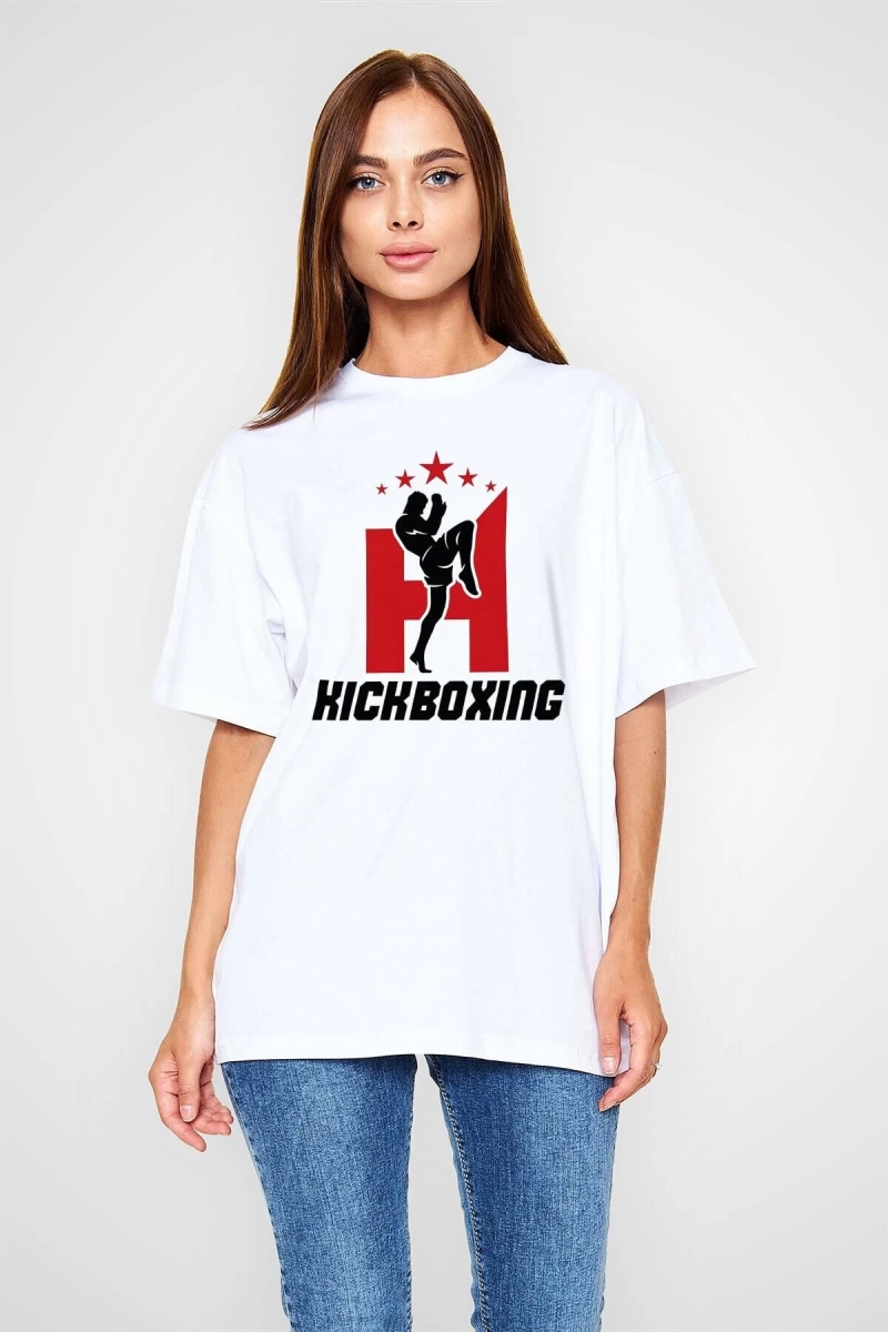 Ko Buta Kick Boks Beyaz Unisex Oversize Tişört T-shirt Os7894