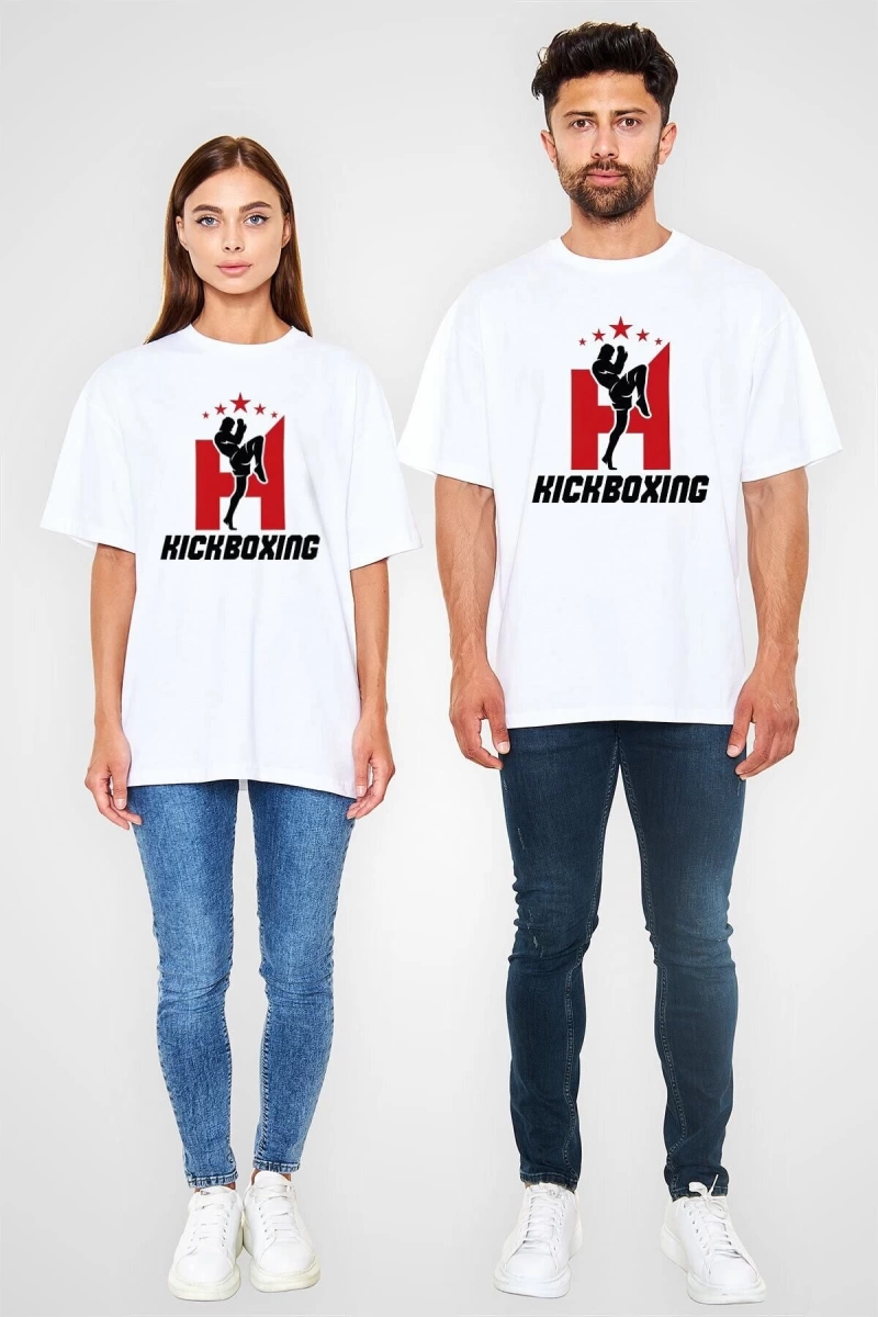Ko Buta Kick Boks Beyaz Unisex Oversize Tişört T-shirt Os7894