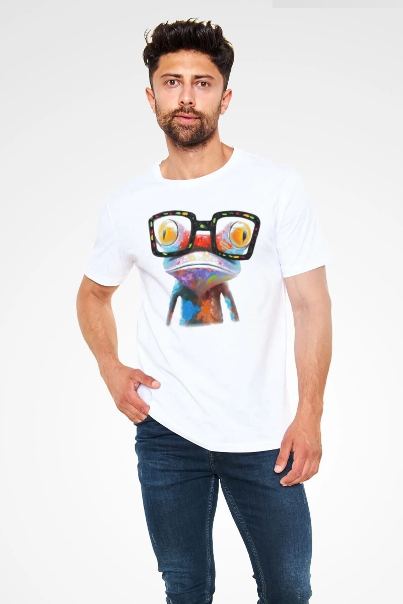 Ko Buta Kurbağa Beyaz Unisex Tişört T-shirt T15655