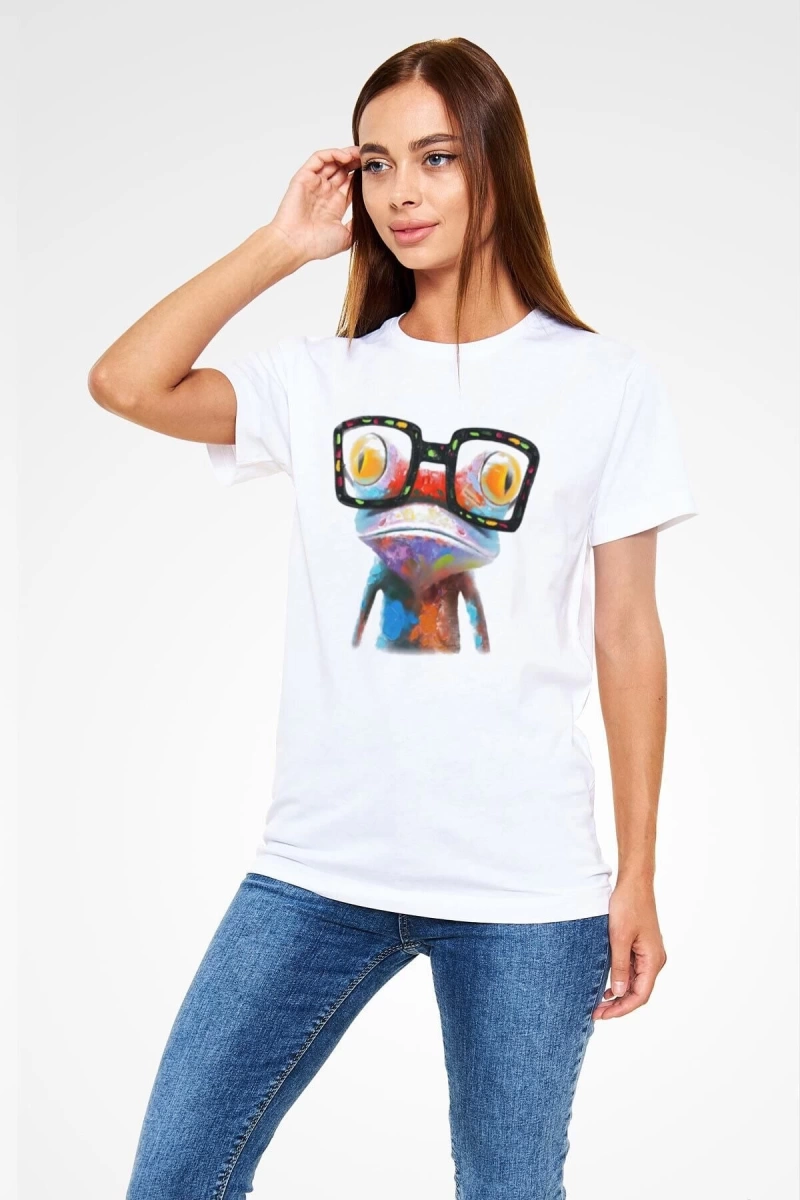 Ko Buta Kurbağa Beyaz Unisex Tişört T-shirt T15655