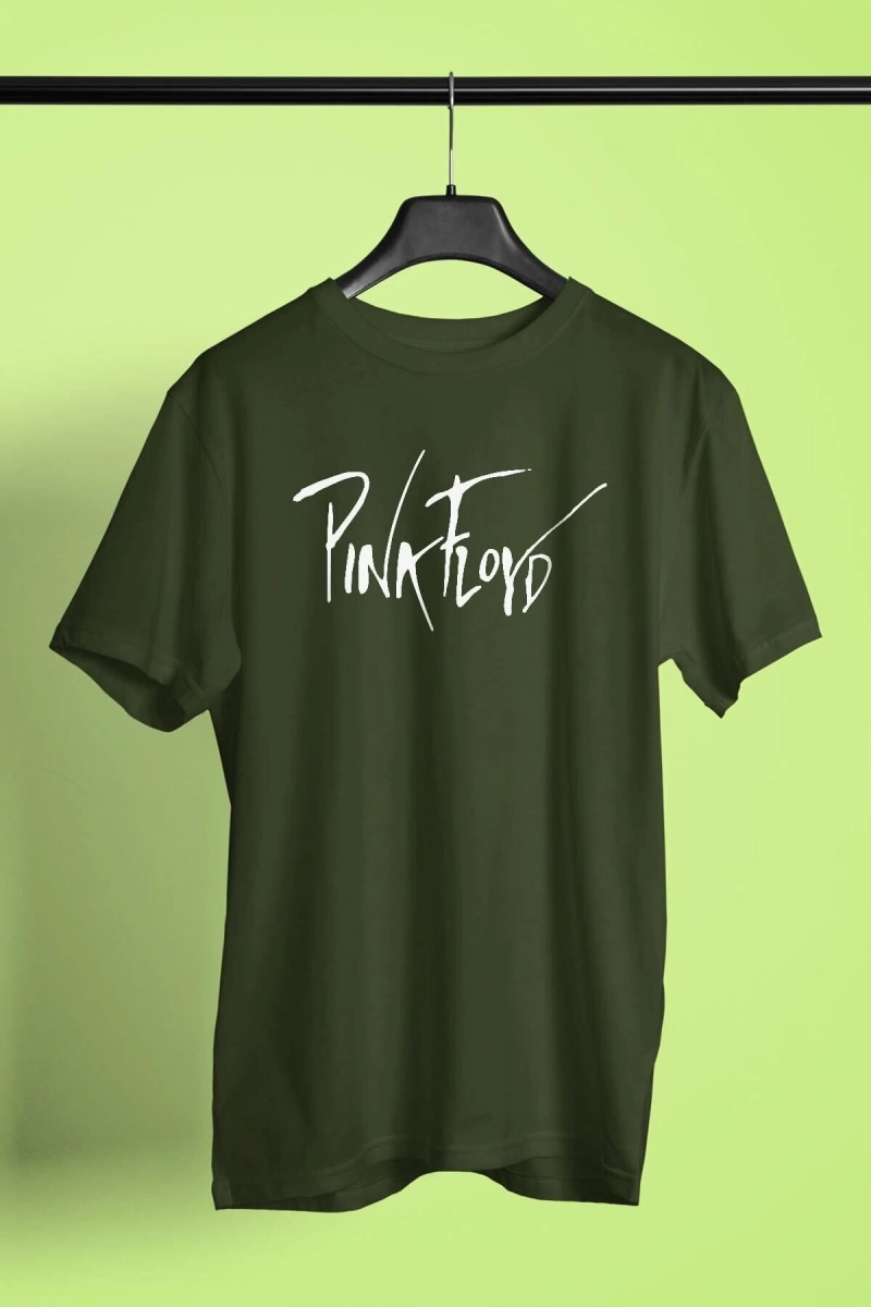 Ko Buta Pink Floyd Baskılı Unisex Haki Yeşil Tişört Tk576