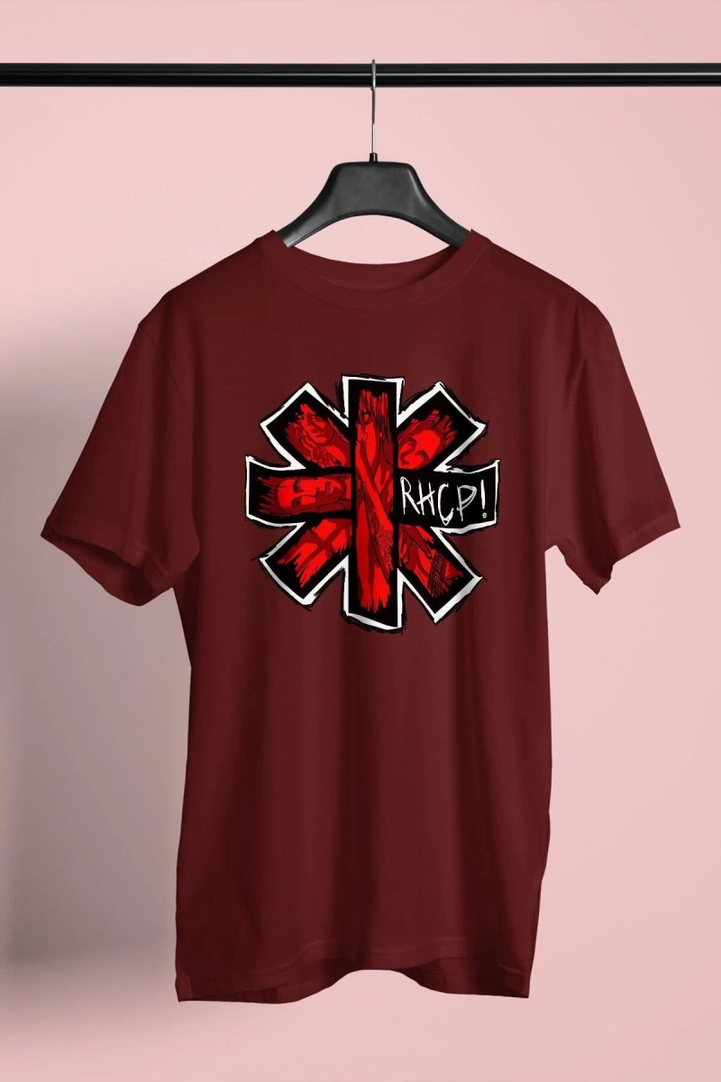 Ko Buta Red Hot Chili Peppers Baskılı Unisex Bordo Tişört To2915
