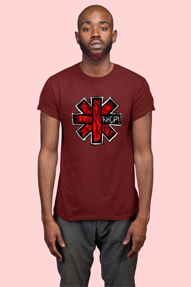 Ko Buta Red Hot Chili Peppers Baskılı Unisex Bordo Tişört To2915