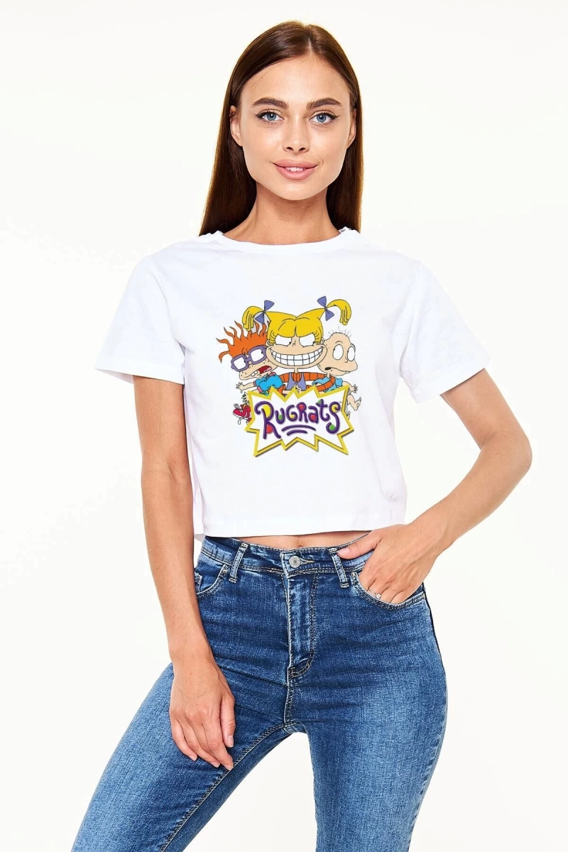 Ko Buta Rugrats Beyaz Croptop Tişört Ct6445