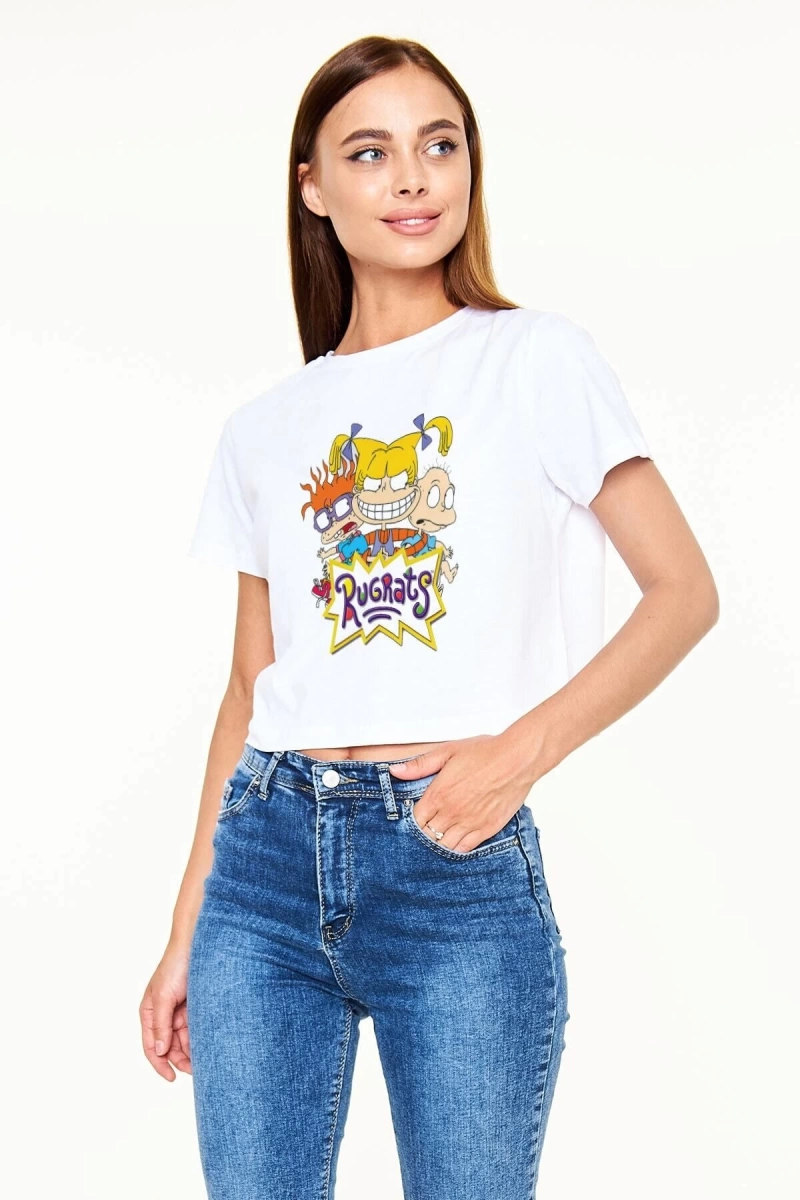 Ko Buta Rugrats Beyaz Croptop Tişört Ct6445