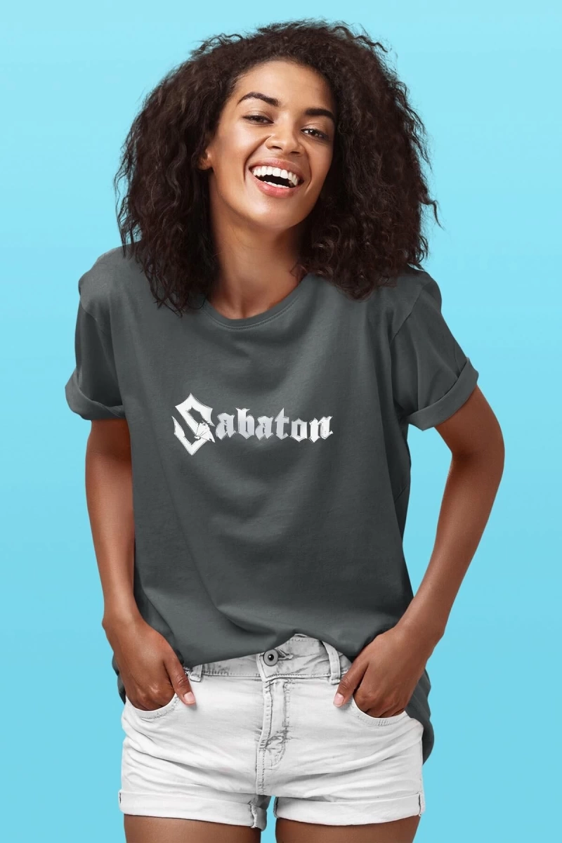 Ko Buta Sabaton Baskılı Unisex Füme Tişört Tk847