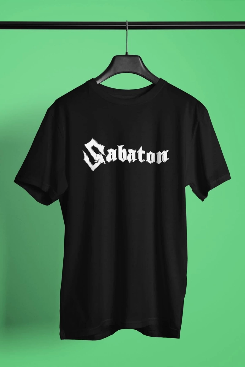 Ko Buta Sabaton Baskılı Unisex Siyah Tişört Tk847