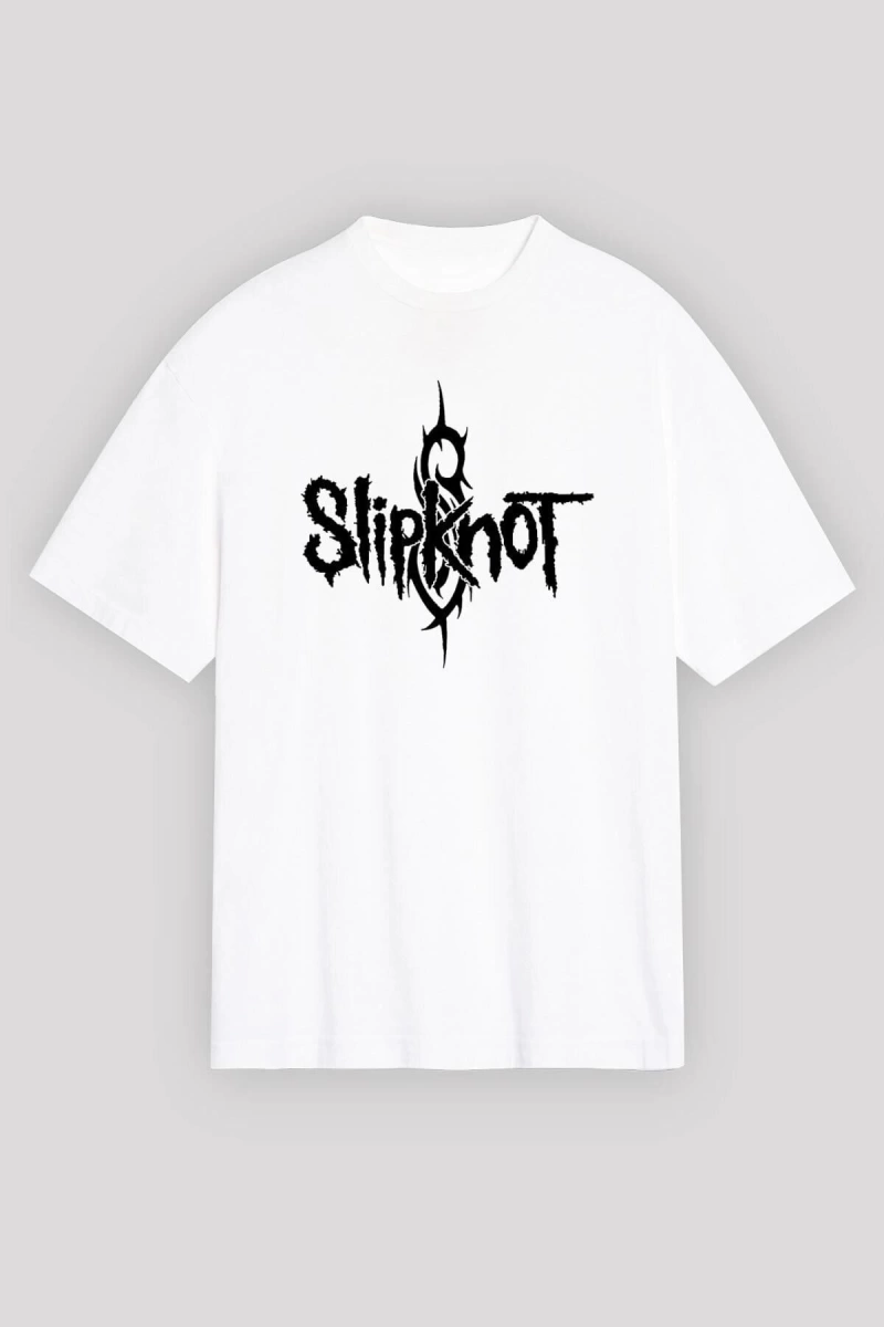 Ko Buta Slipknot Beyaz Unisex Oversize Tişört T-shirt - Oversize Tişört Fabrikası Os1007