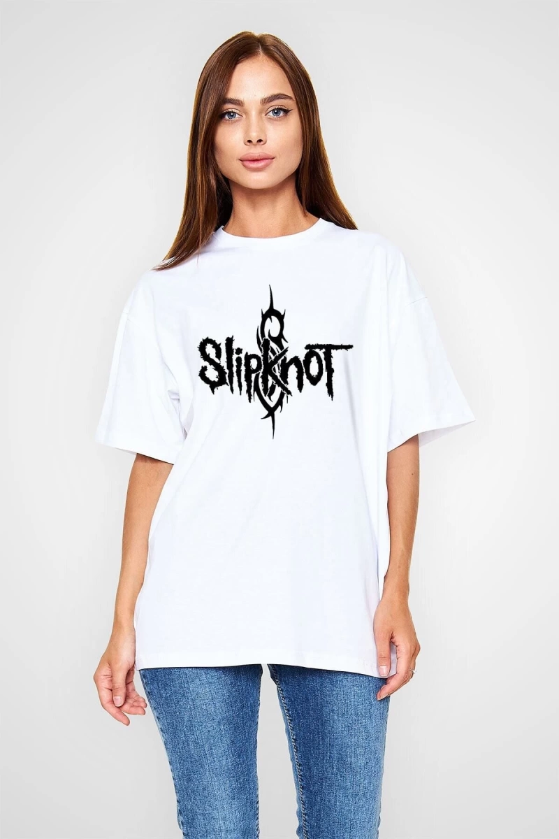 Ko Buta Slipknot Beyaz Unisex Oversize Tişört T-shirt - Oversize Tişört Fabrikası Os1007