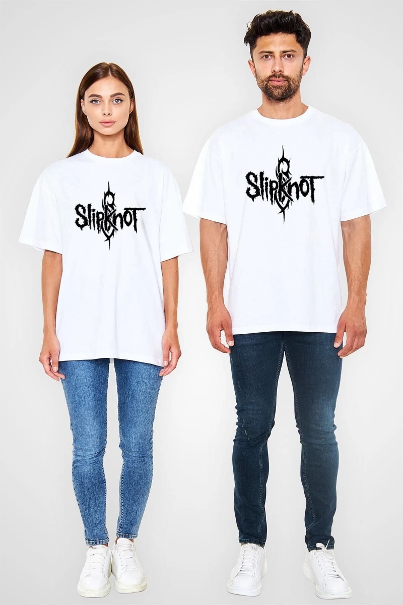 Ko Buta Slipknot Beyaz Unisex Oversize Tişört T-shirt - Oversize Tişört Fabrikası Os1007