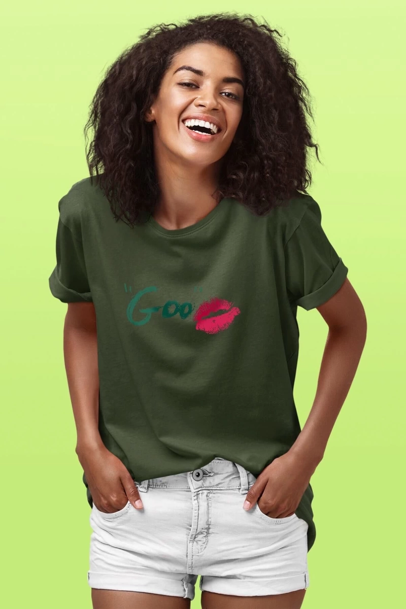 Ko Buta Sonic Youth Baskılı Unisex Haki Yeşil Tişört To1063