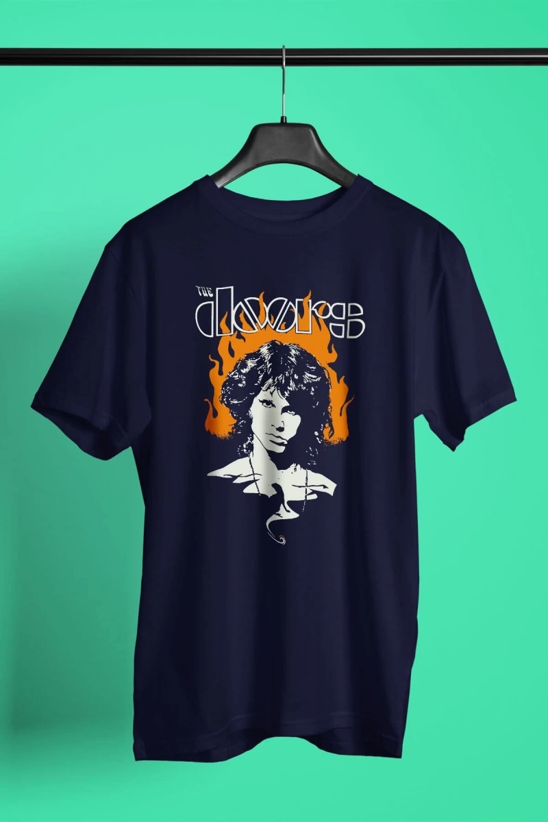 Ko Buta The Doors Baskılı Unisex Lacivert Tişört Tk383