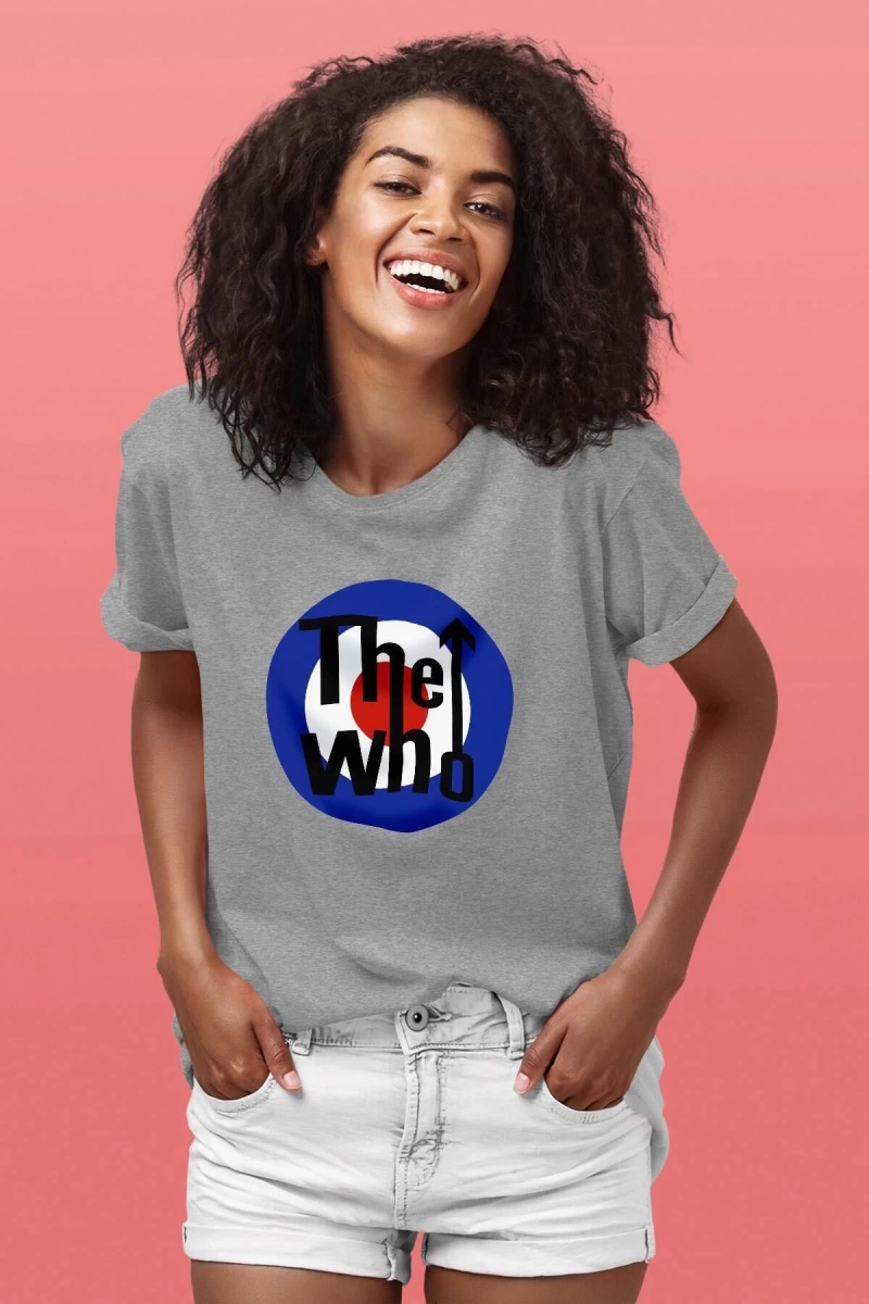 Ko Buta The Who Baskılı Unisex Melanj Gri Tişört To761