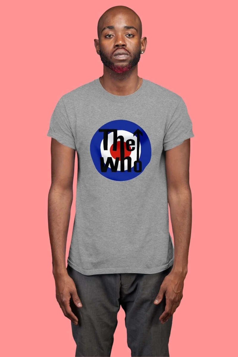 Ko Buta The Who Baskılı Unisex Melanj Gri Tişört To761