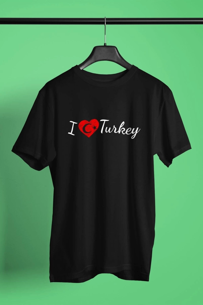 Ko Buta Türkiye Baskılı Unisex Siyah Tişört Tk17412