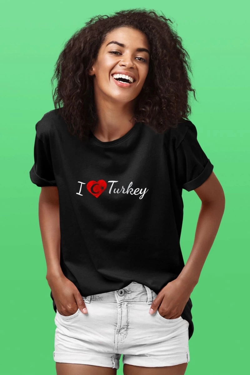 Ko Buta Türkiye Baskılı Unisex Siyah Tişört Tk17412