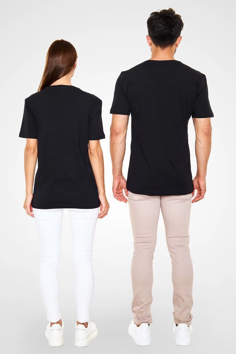 Ko Buta Unisex Çizmeli Kedi (PUSS İN BOOTS) Baskılı Siyah T-shirt T19458