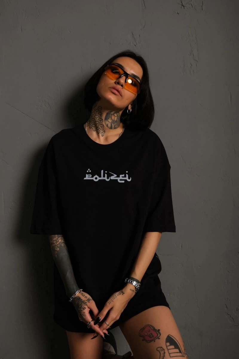 KOD:IZEI Unisex Arapça Baskılı Pamuklu T-shirt PLZ--1022