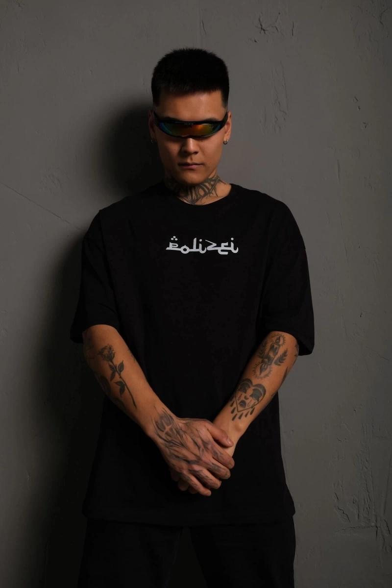 KOD:IZEI Unisex Arapça Baskılı Pamuklu T-shirt PLZ--1022