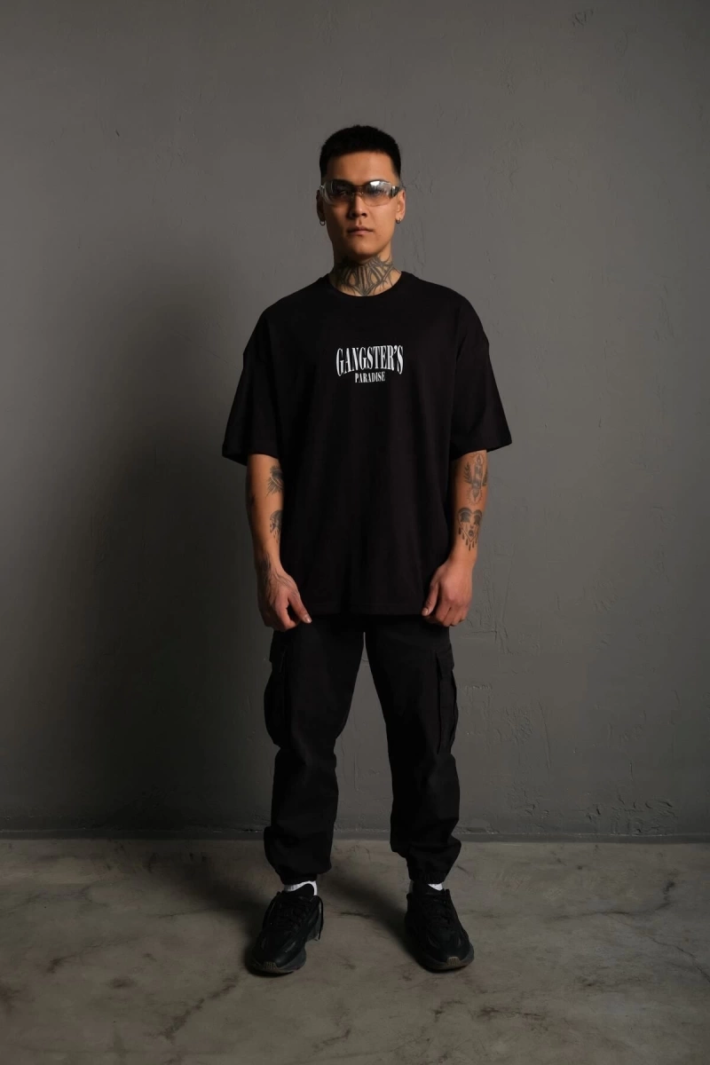 KOD:IZEI - Unisex Gangster Paradıse Baskılı Pamuklu T-shirt P--1014