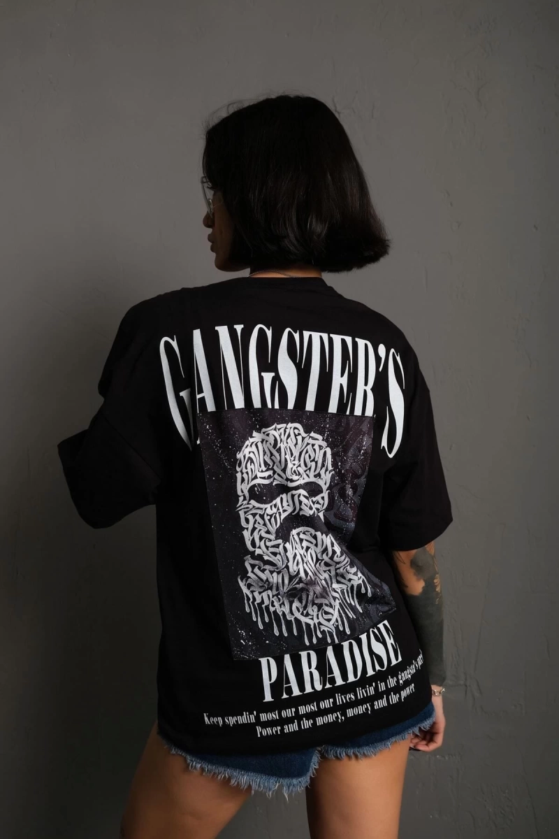 KOD:IZEI - Unisex Gangster Paradıse Baskılı Pamuklu T-shirt P--1014