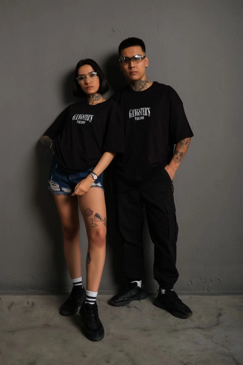 KOD:IZEI - Unisex Gangster Paradıse Baskılı Pamuklu T-shirt P--1014