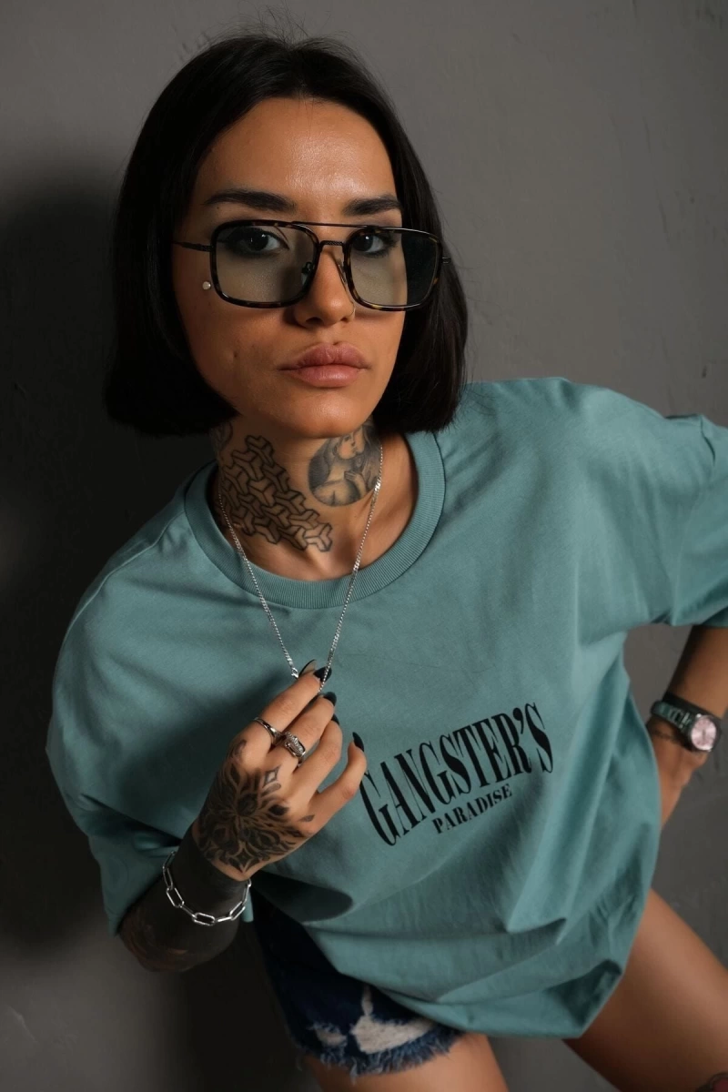 KOD:IZEI - Unisex Gangster Paradıse Baskılı Pamuklu T-shirt P--1014