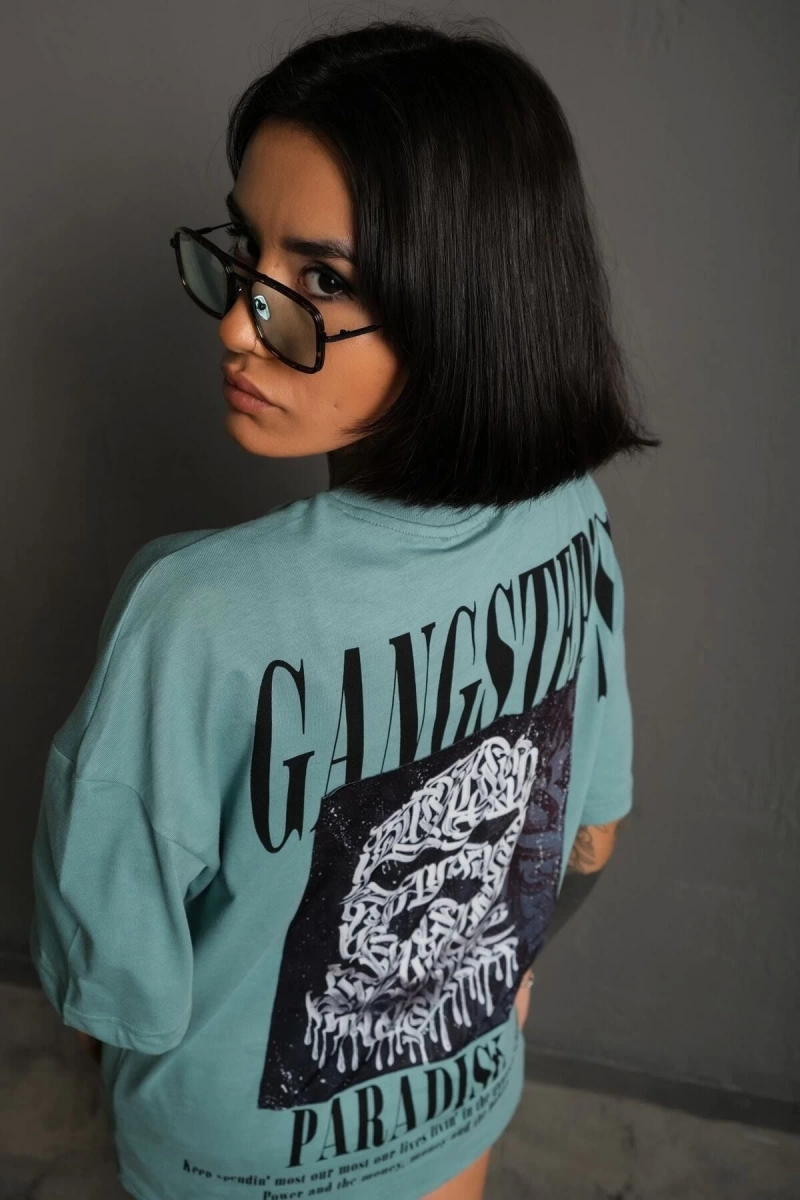 KOD:IZEI - Unisex Gangster Paradıse Baskılı Pamuklu T-shirt P--1014