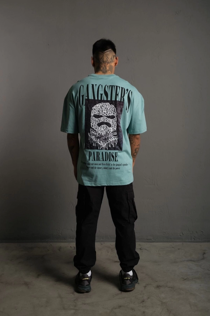 KOD:IZEI - Unisex Gangster Paradıse Baskılı Pamuklu T-shirt P--1014