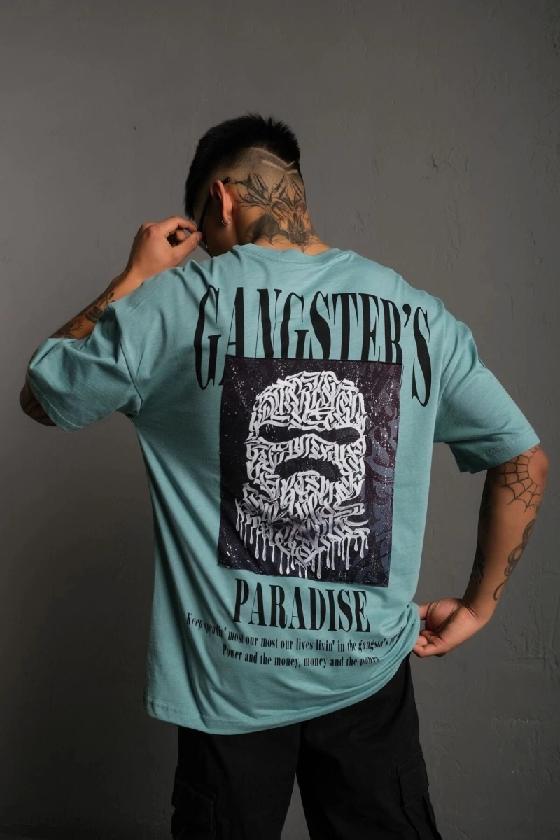 KOD:IZEI - Unisex Gangster Paradıse Baskılı Pamuklu T-shirt P--1014