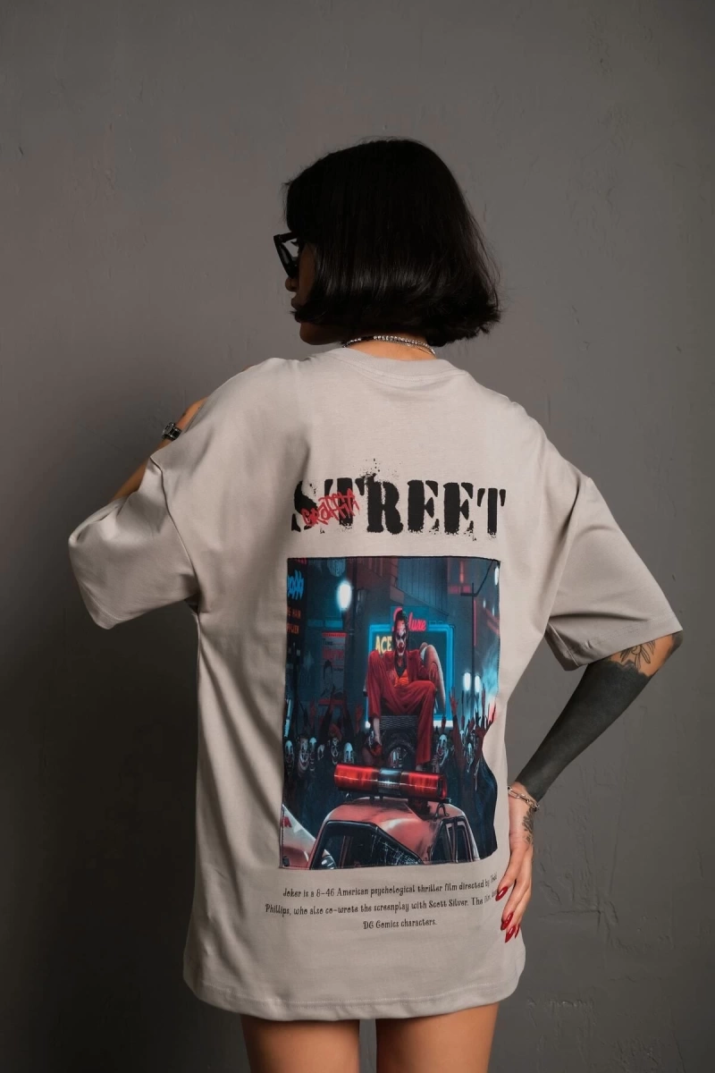 KOD:IZEI - Unisex Joker Street Baskılı Pamuklu T-shirt P--1017