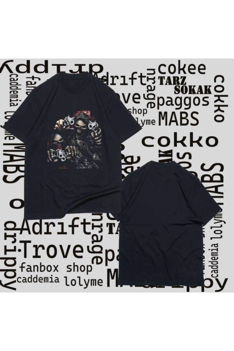 Kod Presss Unisex Siyah Bandits Kuru Kafa Skull T-shirt 348213tt