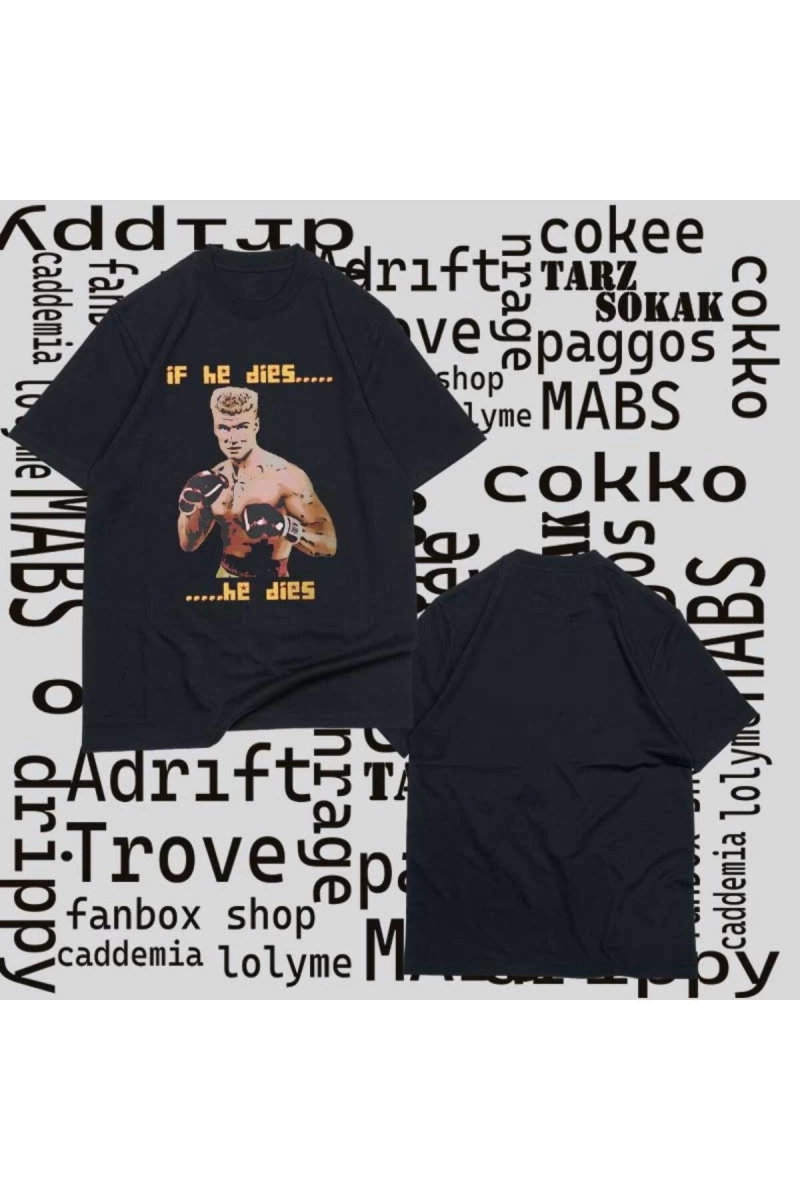 Kod Presss Unisex Siyah Dies Ivan Drago Film Rocky T-shirt 249580tt