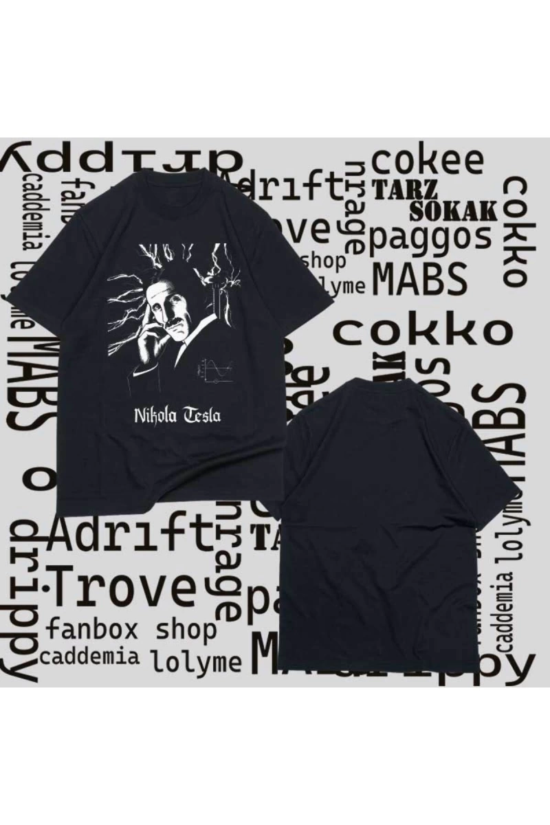Kod Presss Unisex Siyah Electric Current Scientist Nikola Tesla T-shirt 332193