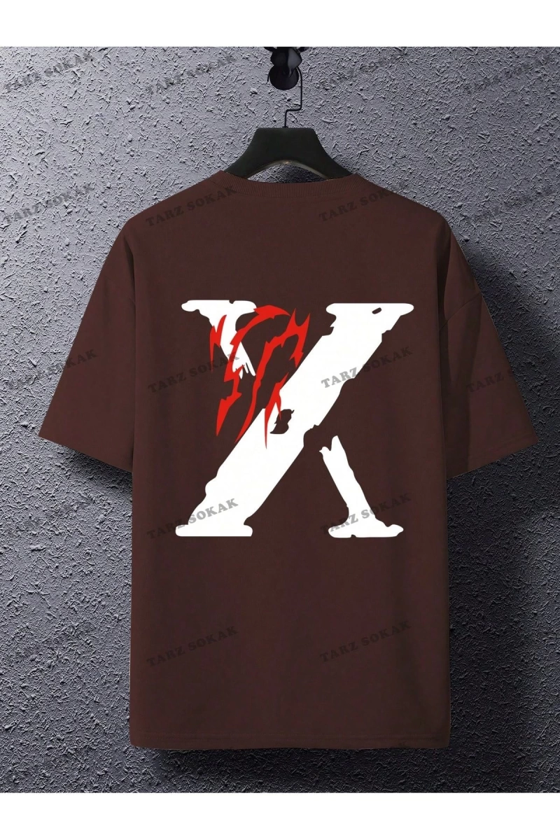 KOD Trend EMRG Loose Fit Erkek Mektup Baskı Damla Omuz Tişört