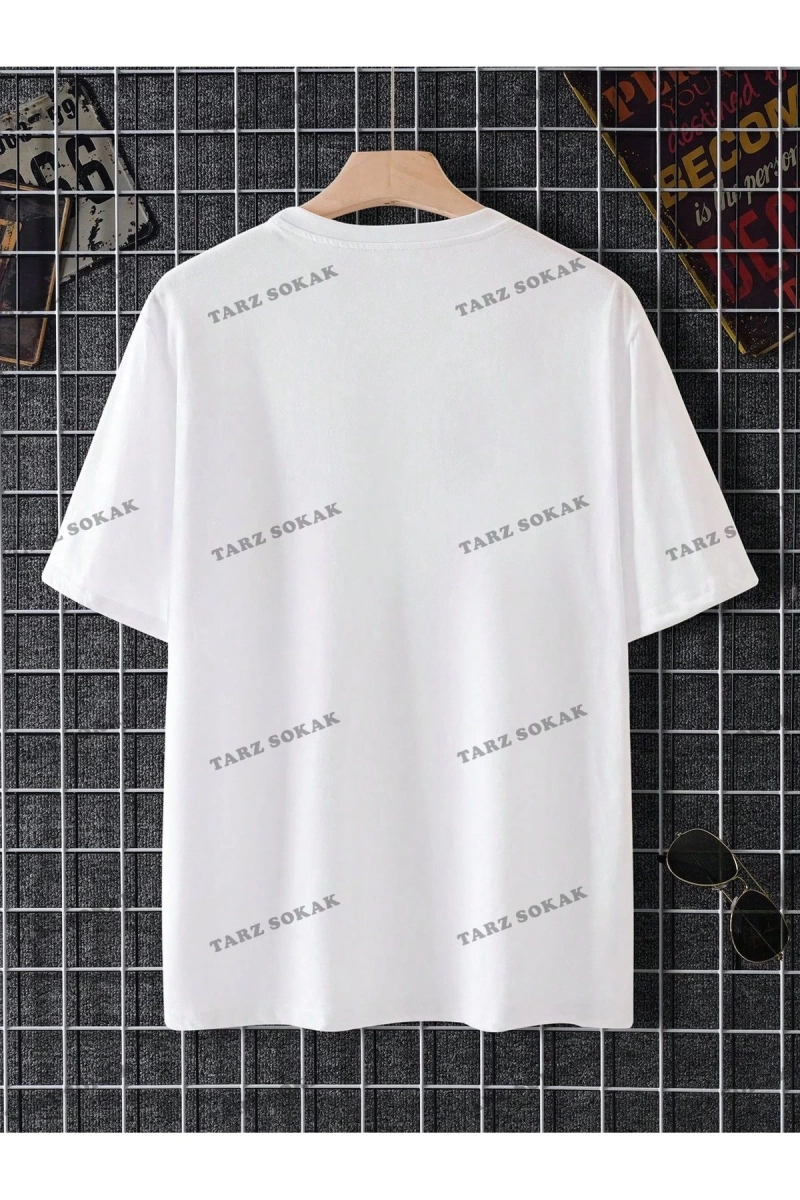 KOD Trend Erkek Beyaz Yuvarlak Yaka Baskılı T-shirt