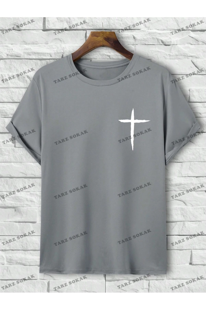 KOD Trend Erkek Çapraz Baskılı Kısa Kollu Erkek T Shirt