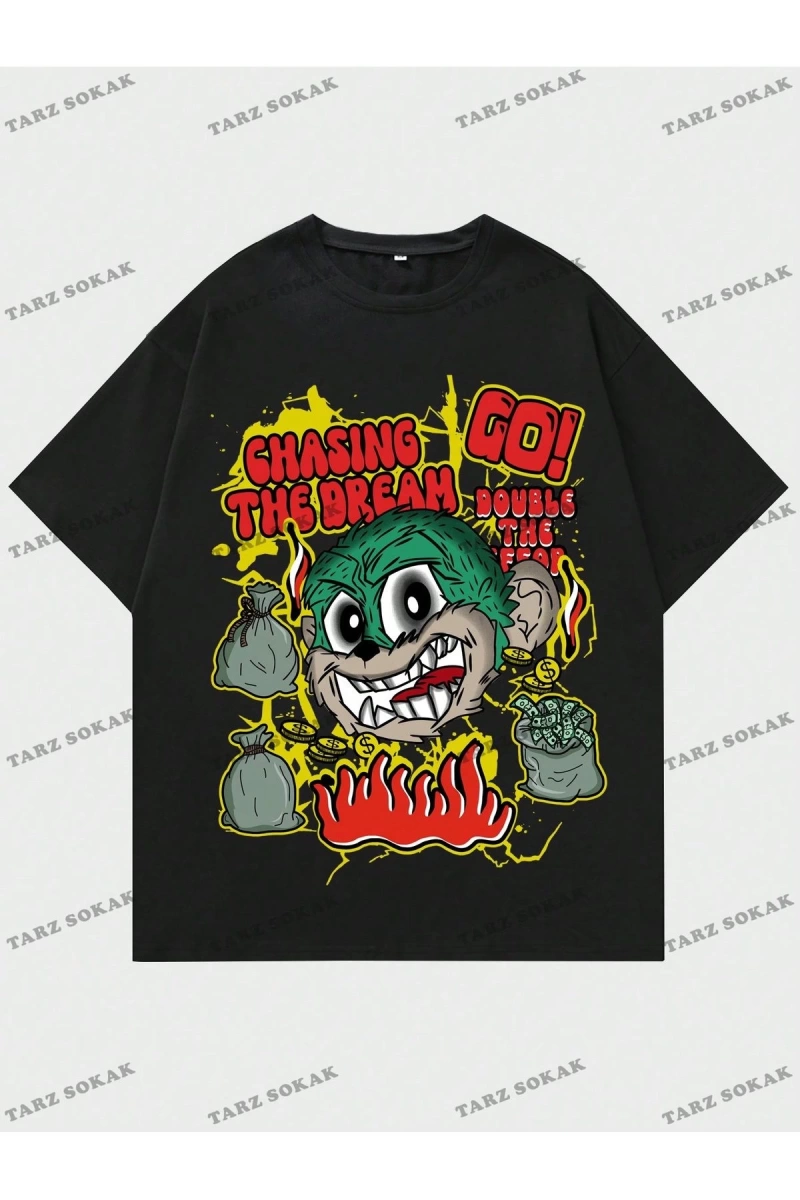 KOD Trend Street Life Erkek Karikatür & Slogan Grafikli Tişört