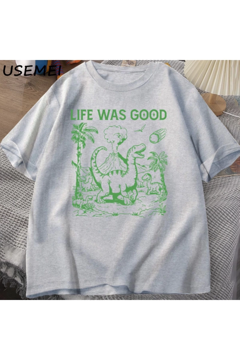 Komik dinozor T Shirt hayat iyi  Retro 90s Dino T-shirt