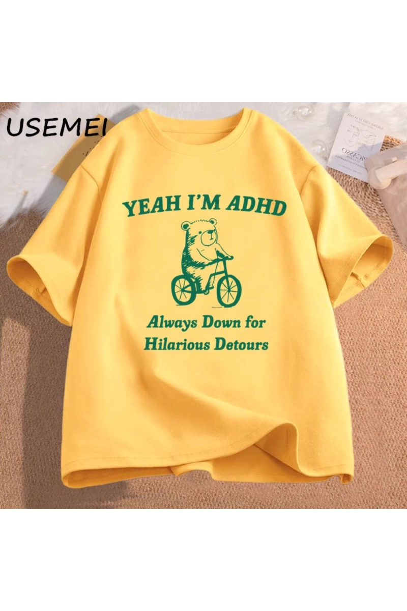 Komik grafik T shirt erkekler evet ben ADHD rakun Meme T shirt Unisex moda rahat o-boyun boy