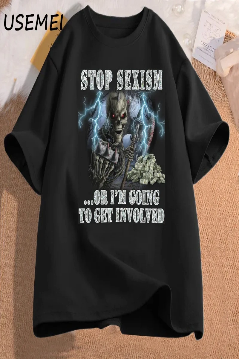 Komik iskelet Tshirt pamuklu t-shirt rahat kısa kollu adam giysileri baskılı kafatası grafik  3038