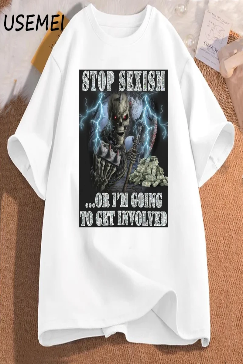 Komik iskelet Tshirt pamuklu t-shirt rahat kısa kollu adam giysileri baskılı kafatası grafik  3038