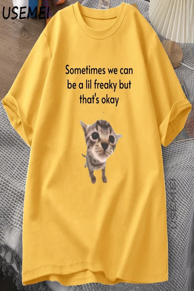 Komik Kedi Grafik Tee Erkek Kadın Sevimli Hayvan Sevgilisi T Shirt Unisex T-Shirt Harajuku Er 2999