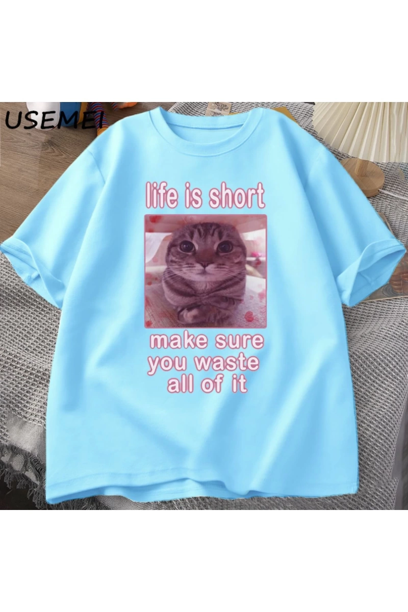 Komik Kedi Grafik Tees Kediler Dank Memes T Shirt Komik Kediler T-shirt Erkek Kadın