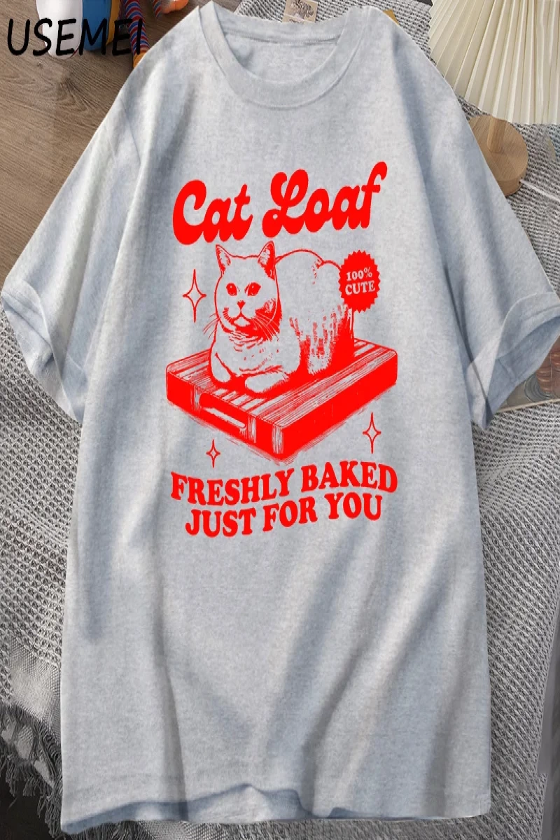 Komik kedi Loaf t-shirt erkek kadın Retro tişörtleri kedi sevgilisi grafik Tees Unisex yaz pa 3028