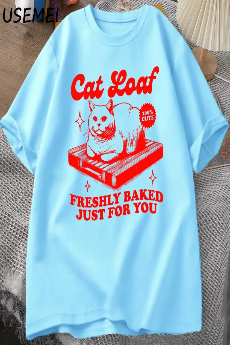 Komik kedi Loaf t-shirt erkek kadın Retro tişörtleri kedi sevgilisi grafik Tees Unisex yaz pa 3028