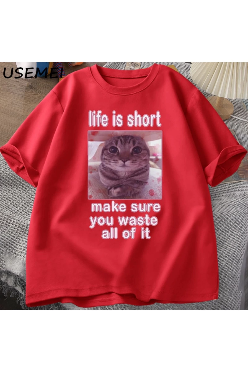 Komik Kedi Meme Grafik Tees Kediler Dank Memes T Shirt Komik Aptal Kediler T-shirt Erkek Kadı