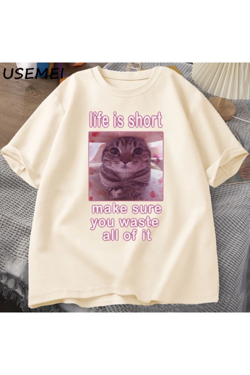 Komik Kedi Meme Grafik Tees Kediler Dank Memes T Shirt Komik Aptal Kediler T-shirt Erkek Kadı