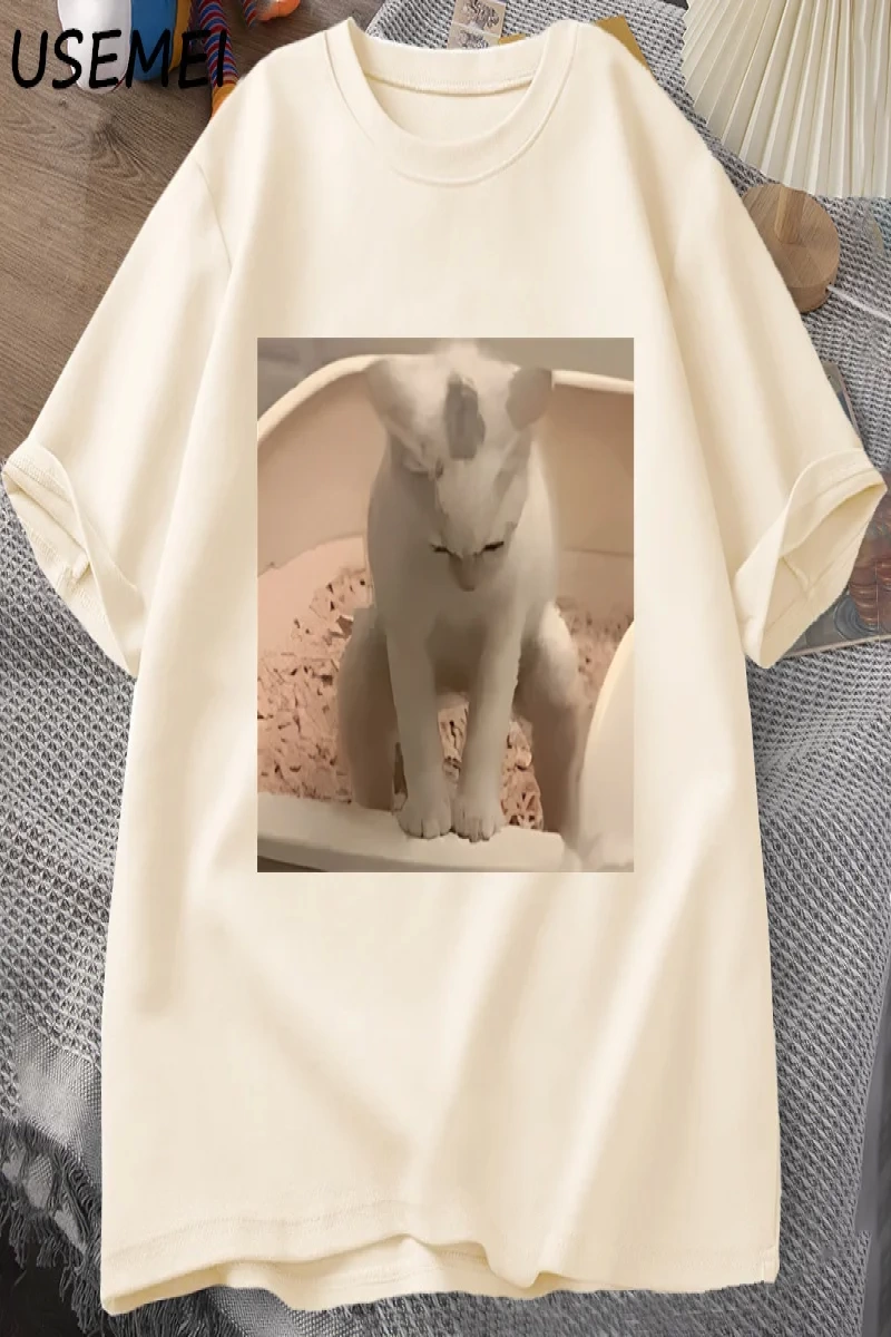 Komik Kedi T-shirt erkek Kısa Kollu T-shirt Baskı Tshirt Erkekler için Giyim Vintage Giysiler 3034